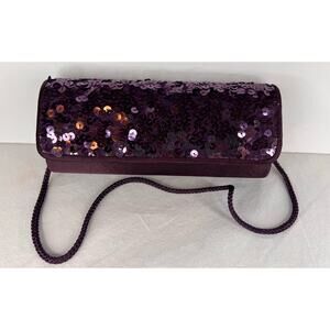 Jessica McClintock Clutch Evening Bag Purple Sequins Party Cocktail